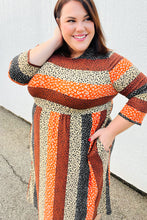 Load image into Gallery viewer, Love You Truly Taupe &amp; Black Leopard Stripe Fit &amp; Flare Dress