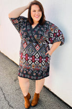 Load image into Gallery viewer, Straight To My Heart Charcoal Boho Paisley Surplice Dress