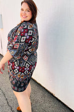 Load image into Gallery viewer, Straight To My Heart Charcoal Boho Paisley Surplice Dress