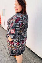 Load image into Gallery viewer, Straight To My Heart Charcoal Boho Paisley Surplice Dress