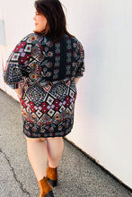 Load image into Gallery viewer, Straight To My Heart Charcoal Boho Paisley Surplice Dress