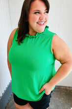 Load image into Gallery viewer, Sea Green Frill Mock Neck Crinkle Top