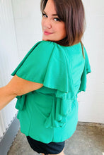 Load image into Gallery viewer, Sea Green Button Ruffle Woven Top