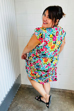 Load image into Gallery viewer, Green &amp; Fuchsia Floral Fit and Flare Dress