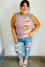 Load image into Gallery viewer, Coral &amp; Denim Stripe Floral Print Tank Top