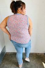 Load image into Gallery viewer, Coral &amp; Denim Stripe Floral Print Tank Top