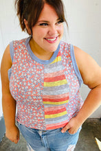 Load image into Gallery viewer, Coral &amp; Denim Stripe Floral Print Tank Top