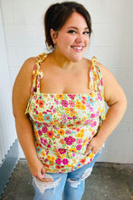 Load image into Gallery viewer, Daffodil Floral Smocked Shoulder Tie Top
