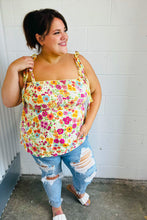 Load image into Gallery viewer, Daffodil Floral Smocked Shoulder Tie Top