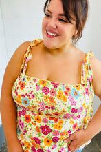 Load image into Gallery viewer, Daffodil Floral Smocked Shoulder Tie Top