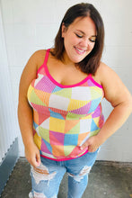 Load image into Gallery viewer, Multicolor Geometric Waffle Knit Sleeveless Top