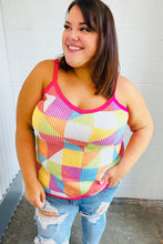 Load image into Gallery viewer, Multicolor Geometric Waffle Knit Sleeveless Top