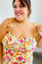 Load image into Gallery viewer, Daffodil Floral Smocked Shoulder Tie Top