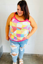 Load image into Gallery viewer, Multicolor Geometric Waffle Knit Sleeveless Top