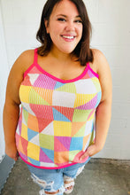 Load image into Gallery viewer, Multicolor Geometric Waffle Knit Sleeveless Top