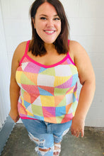 Load image into Gallery viewer, Multicolor Geometric Waffle Knit Sleeveless Top