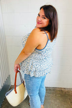 Load image into Gallery viewer, Vintage Ivory &amp; Denim Floral Babydoll Top