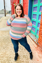 Load image into Gallery viewer, Feeling Bold Blue/Olive Textured Vintage Stripe Top
