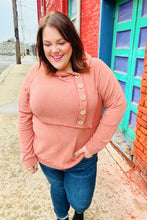 Load image into Gallery viewer, Cozy Up Rust Princess Line Out Seam Button Down Hoodie