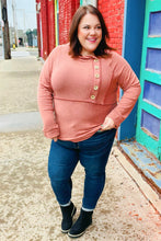 Load image into Gallery viewer, Cozy Up Rust Princess Line Out Seam Button Down Hoodie