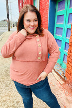 Load image into Gallery viewer, Cozy Up Rust Princess Line Out Seam Button Down Hoodie