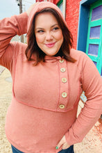 Load image into Gallery viewer, Cozy Up Rust Princess Line Out Seam Button Down Hoodie
