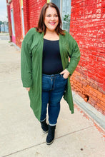 Load image into Gallery viewer, Over The Moon Olive Hacci Midi Open Cardigan