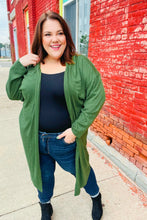Load image into Gallery viewer, Over The Moon Olive Hacci Midi Open Cardigan