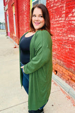Load image into Gallery viewer, Over The Moon Olive Hacci Midi Open Cardigan