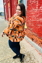 Load image into Gallery viewer, In My Thoughts Rust Abstract V Neck Peplum Top