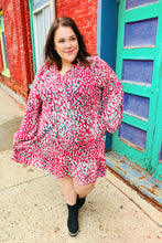 Load image into Gallery viewer, Ruffles &amp; Champagne Fuchsia Dot Tie V Neck Ruffle Dress