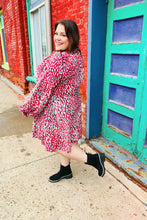 Load image into Gallery viewer, Ruffles &amp; Champagne Fuchsia Dot Tie V Neck Ruffle Dress