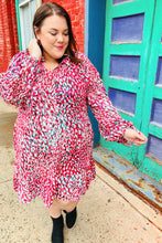 Load image into Gallery viewer, Ruffles &amp; Champagne Fuchsia Dot Tie V Neck Ruffle Dress