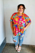 Load image into Gallery viewer, Vibrant Multicolor Drop Shoulder Floral Babydoll Top