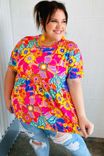 Load image into Gallery viewer, Vibrant Multicolor Drop Shoulder Floral Babydoll Top