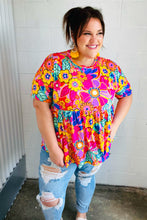 Load image into Gallery viewer, Vibrant Multicolor Drop Shoulder Floral Babydoll Top