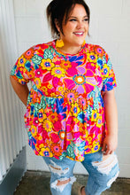 Load image into Gallery viewer, Vibrant Multicolor Drop Shoulder Floral Babydoll Top