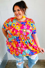 Load image into Gallery viewer, Vibrant Multicolor Drop Shoulder Floral Babydoll Top