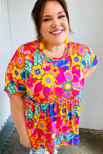 Load image into Gallery viewer, Vibrant Multicolor Drop Shoulder Floral Babydoll Top