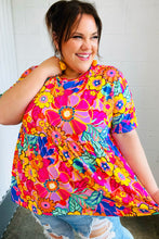 Load image into Gallery viewer, Vibrant Multicolor Drop Shoulder Floral Babydoll Top