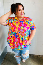 Load image into Gallery viewer, Vibrant Multicolor Drop Shoulder Floral Babydoll Top