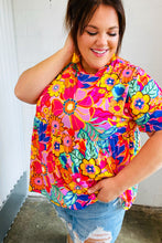 Load image into Gallery viewer, Vibrant Multicolor Drop Shoulder Floral Babydoll Top