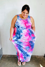 Load image into Gallery viewer, Pink &amp; Blue Tie Dye Fit and Flare Sleeveless Maxi Dress