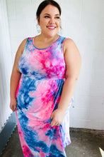 Load image into Gallery viewer, Pink &amp; Blue Tie Dye Fit and Flare Sleeveless Maxi Dress
