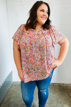 Load image into Gallery viewer, Multicolor Boho Paisley Print Tie Neck Dolman Top