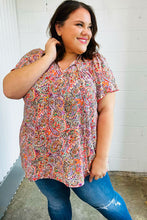 Load image into Gallery viewer, Multicolor Boho Paisley Print Tie Neck Dolman Top