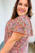 Load image into Gallery viewer, Multicolor Boho Paisley Print Tie Neck Dolman Top
