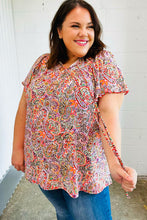Load image into Gallery viewer, Multicolor Boho Paisley Print Tie Neck Dolman Top