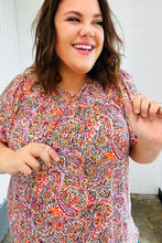 Load image into Gallery viewer, Multicolor Boho Paisley Print Tie Neck Dolman Top