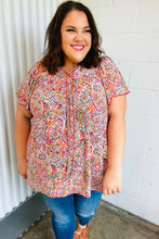 Load image into Gallery viewer, Multicolor Boho Paisley Print Tie Neck Dolman Top